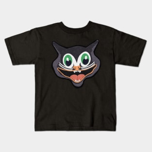 Felt Look Vintage Halloween Cat Face | Cherie's Art(c)2021 Kids T-Shirt